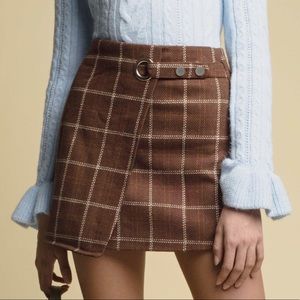 SOLD Coffee Brown Plaid Skirt